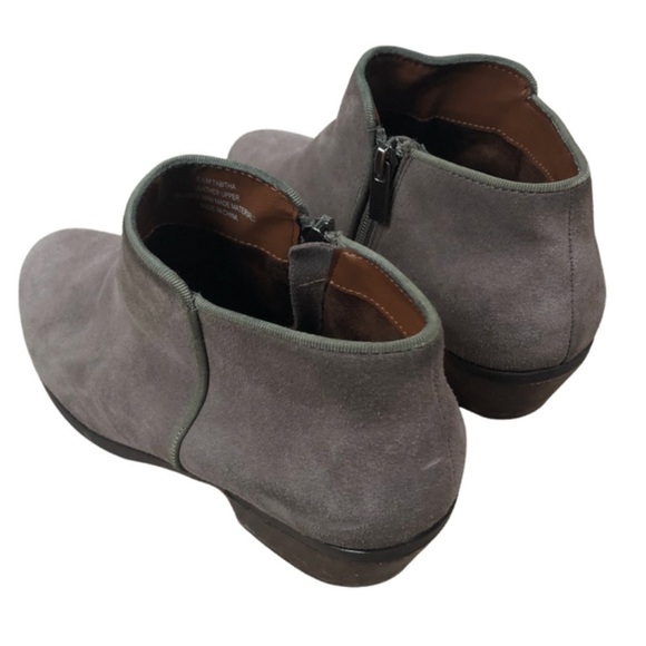 Crown Vintage Women’s Nude Suede Natural Low Heeled Ankle Boot Round Toe Booties - Picture 7 of 16